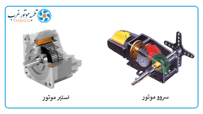 دو موتور استپ و سروو در کنار هم